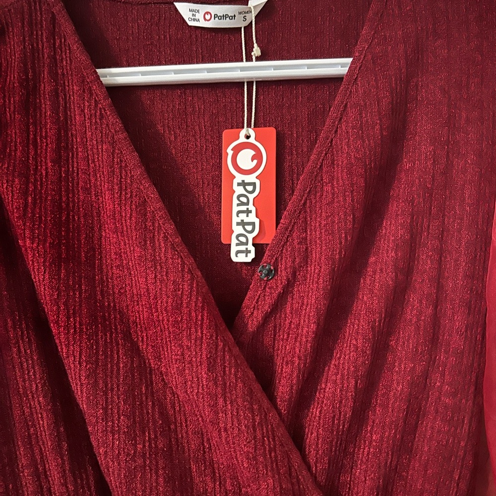 PatPat Deep Red Knit Top - Picture 3 of 5